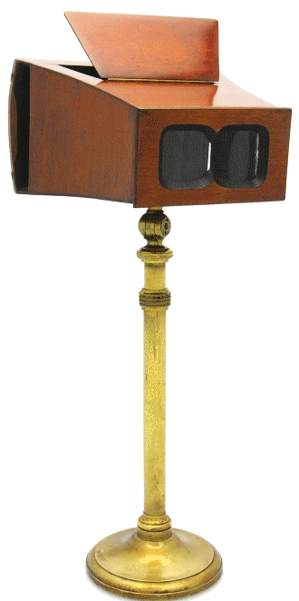 Ancien Stéréoscope Brewster « FD » En Acajou, Miroir Et Oculaires Prismatiques - Vers 1860