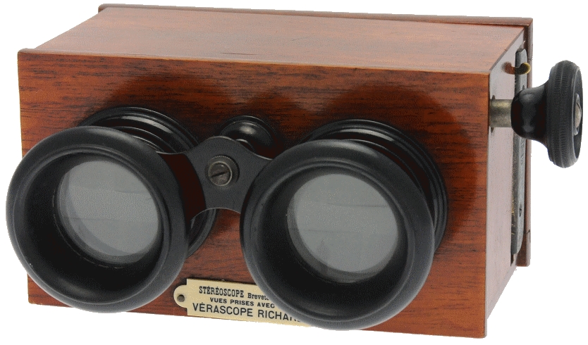 Ancien stéréoscope en bois à loupe unique UNIS-FRANCE